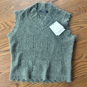 AllSaints Olive Knit Sleeveless Vest